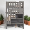 Twin Over Twin Stairway Bunk Bed with Trundle, Storage Shelves, Convertible Design, Solid Wood Frame, Slat Support - 3 of 4