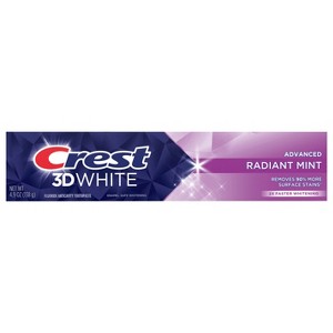 Crest 3D White Advanced Teeth Whitening Toothpaste, Radiant Mint, 4.9 oz - 1 of 3