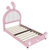 Whisen Twin Size Upholstered Platform Bed with Rabbit Shaped Headboard - 4 of 4