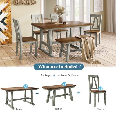 What are included? table, bench, chairs shown with labels