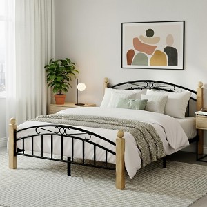 Bed Frame with Headboard and Footboard, Classic Metal Platform Bed Frame Mattress Foundation with Under Storage - 1 of 4