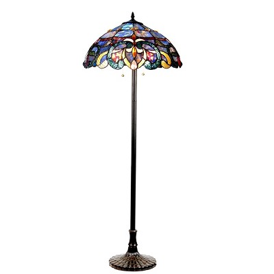 Chloe Lighting CH18091PV18-FL2 Nora Tiffany Style Victorian 2 Light Floor Lamp 18`` Shade