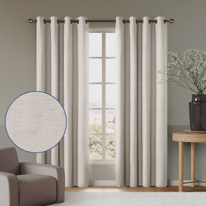 Awesome Home  Linen Blend Total Blackout Grommet Curtains Pair - 1 of 4