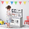 Qaba Kids Kitchen Play Cooking Toy Set, Wooden Kitchen Play Set with Sound & Light Effect, Battery Operated Cooktop, Ice Machine, for 3+ Years Old - 3 of 4