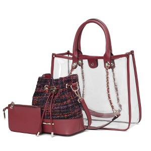 MKF Collection Diva PVC Clear Tote Bag with Tweed Bucket Bag by Mia K - 1 of 4