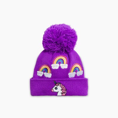 Turtle Fur Girls Unicorn Pom Beanie