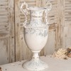 Vintage Decorative Metal Vase with Handles, Antique White and Blue Finish Vase, Distressed Finish Urn, 1pc - 3 of 4