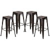 Emma and Oliver Commercial Grade 4 Pack 30" High Backless Distressed Metal Indoor-Outdoor Barstool - 2 of 4