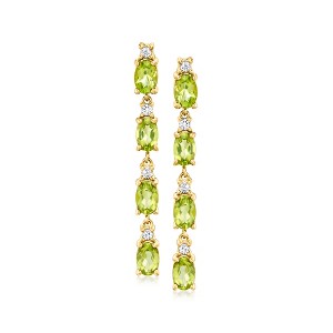 Ross-Simons 3.90 ct. t.w. Peridot and .40 ct. t.w. White Topaz Drop Earrings in 18kt Gold Over Sterling - 1 of 3