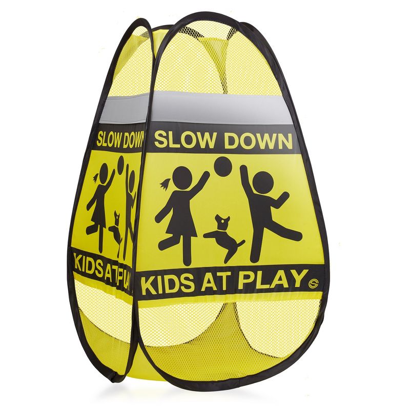Dryser 3-Pack Caution Slow Down Kids at Play Safety Signs with Reflective Tape - 24" Yellow Pop-up Children at Play Signs, 3 of 8