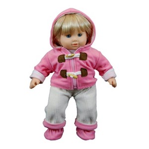 The Queen's Treasures 15 Inch Baby Doll Clothes Pink & Cream Overalls Set - 1 of 4