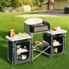 Tangkula Portable Camping Kitchen Table Aluminum Fold-Up Camping Kitchen with Windscreen for BBQ, Picnic, Party  Gray/Black - 2 of 4