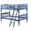NicBex Twin over Twin Bunk Bed Wooden Bed Frame with Inclined Ladder and Full Length Guardrail, Space Saving, No Box Spring Required, Blue - 2 of 4