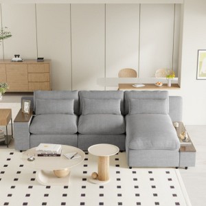 Left-Angle Modular Sofa with Detachable Cushions, 3 Pillows, & 2 Storage Areas for Living & Work Spaces - 1 of 4