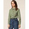Allegra K Women's Turn Down Collar Plaid Button Up Long Sleeve Shirt - 2 of 4