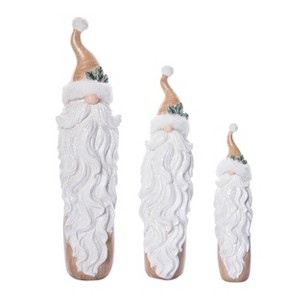 Transpac Set of 3 Resin Santa Statuettes - Festive Christmas Decorative Objects for Holiday Cheer - 1 of 4
