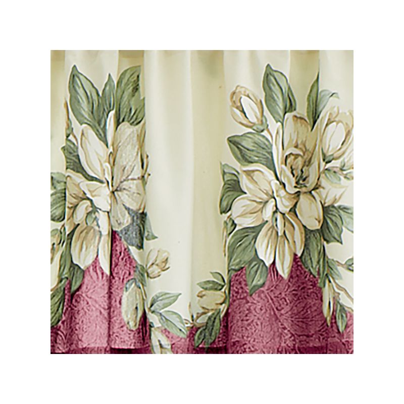 Collections Etc Magnolia Garden Floral Leaf Rod Pocket Window Curtains - Country Cottage Chic Design, 3 of 4