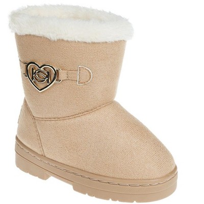 bebe Toddler Girl's Shimmer Winter Boot with Metallic Heart Detail ¬ñ Stylish, Warm, and Durable Winter Footwear for Toddlers