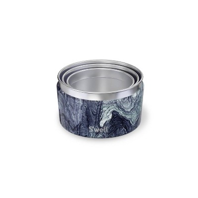 Azurite Marble Stainless Steel Food Canister Set with Silicone Lids, 3-Piece