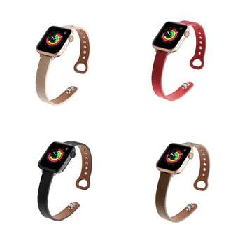 Worryfree Gadgets Leather Thin Bands for Apple Watch 38mm 40mm 41mm iWatch Series 8 7 6 SE 5 4 3 2 1 - Assorted Colors