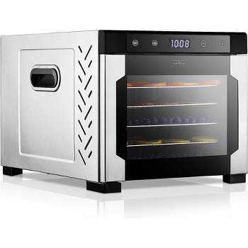 NutriChef Premium Food Dehydrator Machine - 6 Stainless Steel Trays with Digital Timer and Temperature Control, 600 Watts