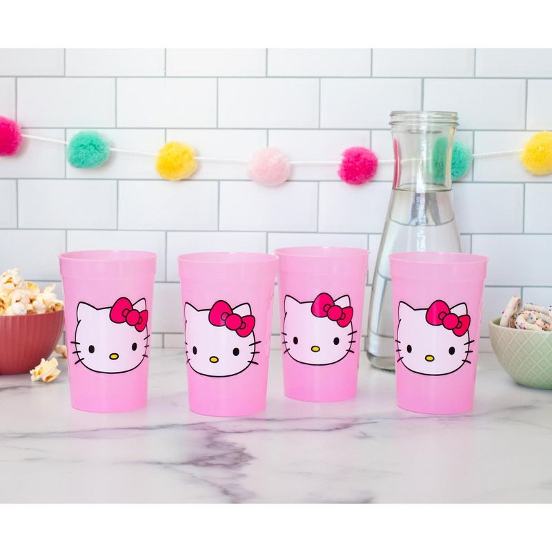Silver Buffalo Sanrio Hello Kitty 4-Piece Color-Change Plastic Cup Set | Each Holds 15 Ounces, 3 of 10