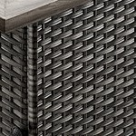 blue cushion/gray wicker