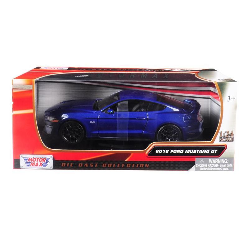 2018 Ford Mustang GT 5.0 Blue with Black Wheels 1/24 Diecast Model Car by Motormax, 1 of 4