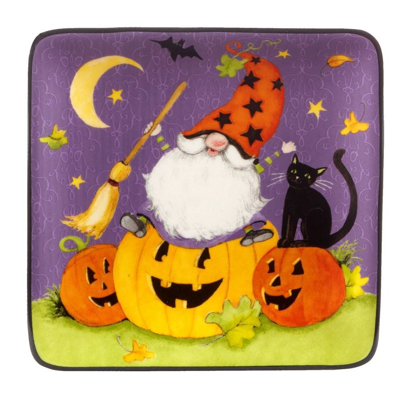 Set of 4 Halloween Gnomes Square Canape Dining Plates - Certified International, 2 of 7
