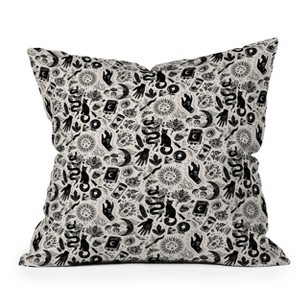 16"x16" Avenie Witch Vibes Square Throw Pillow Black/White - Deny Designs: Indoor Abstract Design, Zipper Closure, Machine Washable - 1 of 4