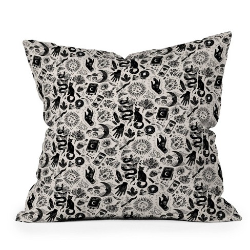 Black and white discount floral throw pillows