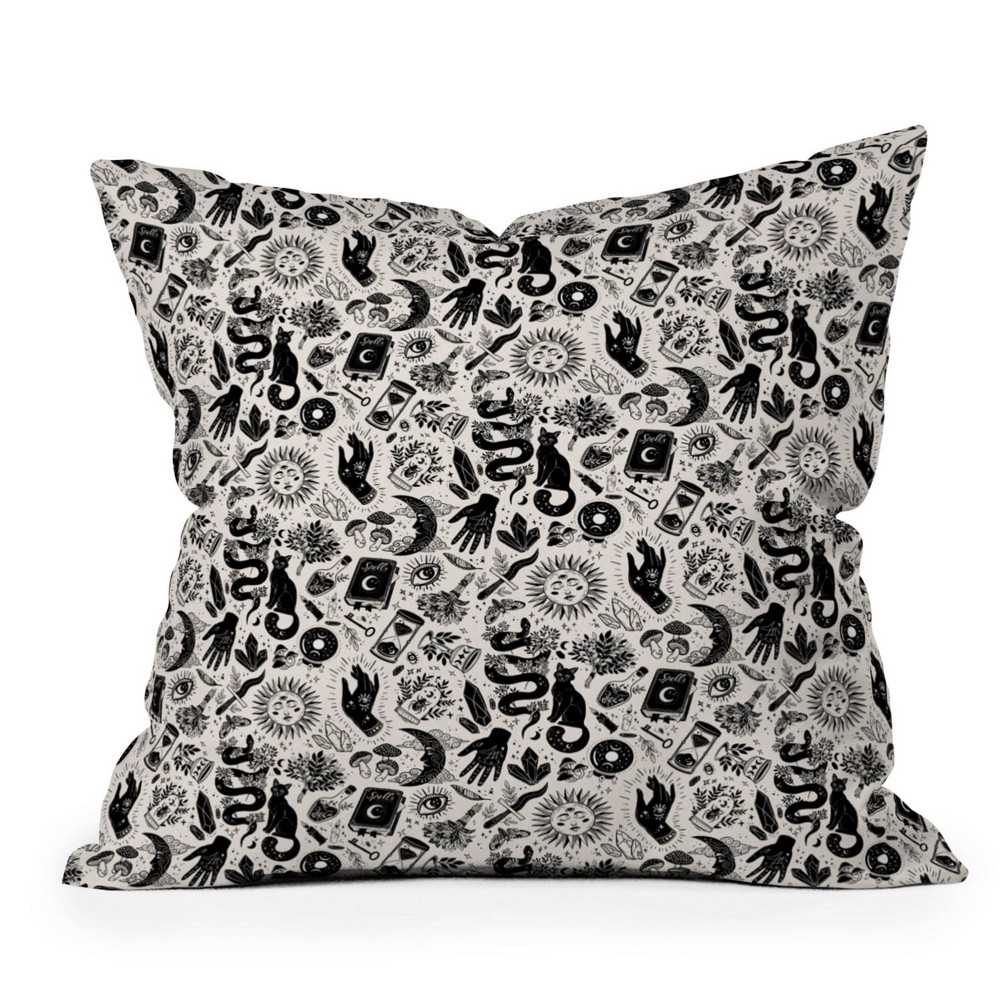 Photos - Pillow 16"x16" Avenie Witch Vibes Square Throw  Black/White - Deny Designs: Indoor Abstract Design, Zipper Closure, Machine W