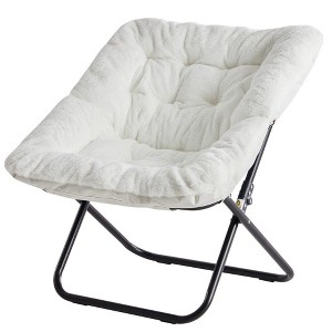 TUYOHW Large Size Faux Fur Accent Chair,Folding Lounge Chair with Plush Seat for Bedroom & Living Room - 1 of 4