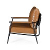APRILSOUL Mid-Century Modern Accent Chair,Brown Faux Leather, Metal Frame,  Ideal for Living Room, Bedroom, Office - 4 of 4