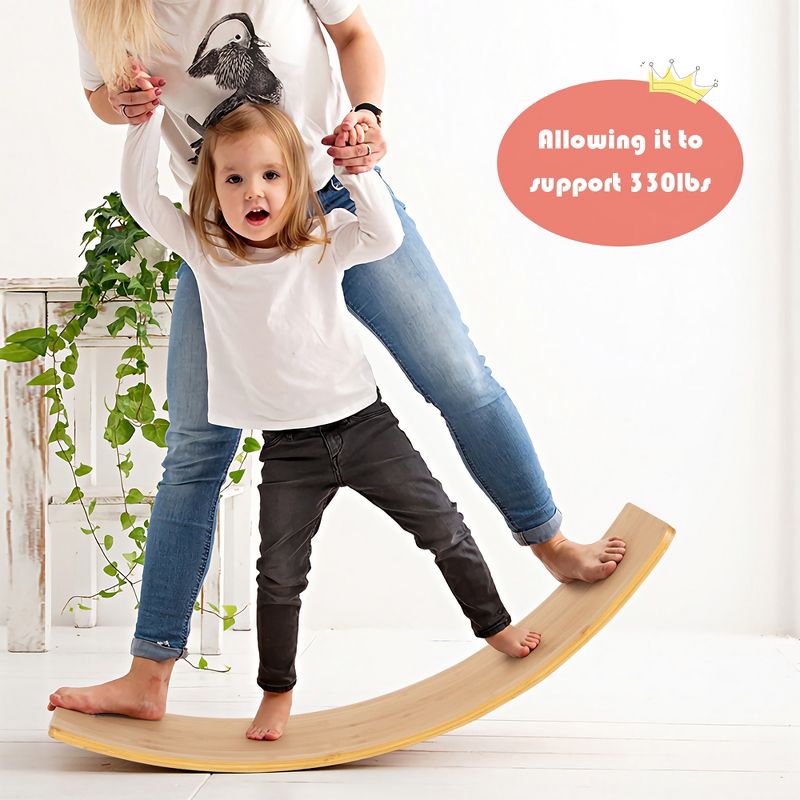 Babyjoy Wooden Wobble Balance Board 35.5" Rocker Yoga Curvy Board Toy Kids Adult, 2 of 13