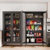 Rbied 73 in. H Black Metal File Cabinet Display Cabinet Cutlery Cabinet with Adjustable Shelves and Mesh Doors - 3 of 4