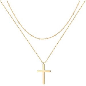 Layered Heart & Arrow Necklace for Women, 18K Gold Plated Dainty Long Choker - 1 of 4