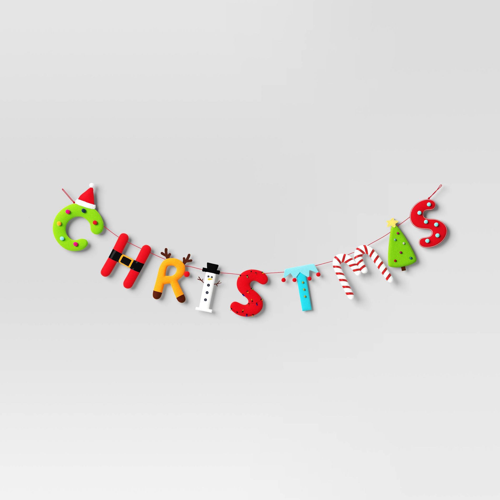 6' Colorful Fabric 'Christmas' Decorative Wall Garland - Wondershop™
