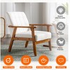 MOONMISS Mid-Century Upholstered White Linen Fabric Accent Arm Chair with Solid Wood Frame - 4 of 4