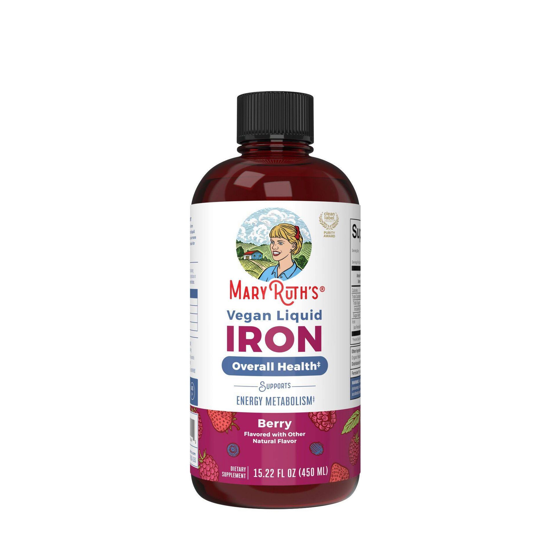 MaryRuth's Vegan Liquid Iron Supplement - Berry - 15.2 fl oz