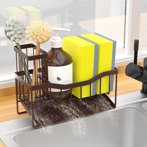 Silver 304 Stainless Steel Sink Caddy - Rustproof, High Brush/Sponge Holder & Soap Dispenser Storage - 1 of 4