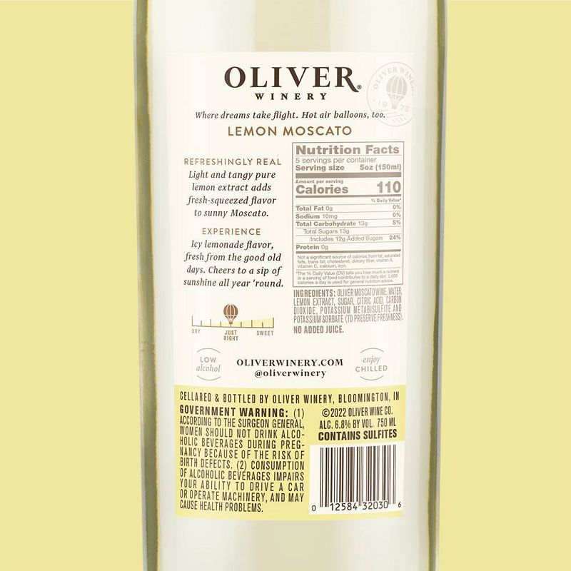 Oliver Lemon Moscato White Wine - 750ml Bottle, 5 of 8
