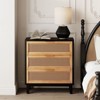 JIONJOY Artisan Distressed Nightstand - Fully Assembled Rattan & Wood 3-Drawer Dresser - 2 of 4