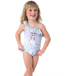 PATPAT Disney Frozen Elsa Toddler Girls One Piece Swimsuits Ruffles UPF 50+ Swimwear Beach Sport Bathing Suit - 1 of 4