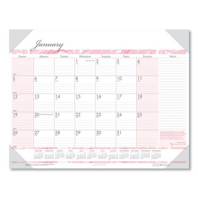 Recycled Monthly Desk Pad Calendar, Breast Cancer Awareness Artwork, 18.5 x 13, Black Binding/Corners,12-Month(Jan-Dec): 2025