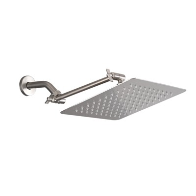 ONWITH Brushed nickel 10" Square Rainfall & High Pressure Stainless Steel Bath Shower head
