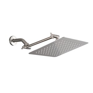 ONWITH Brushed nickel 10" Square Rainfall & High Pressure Stainless Steel Bath Shower head - 1 of 4