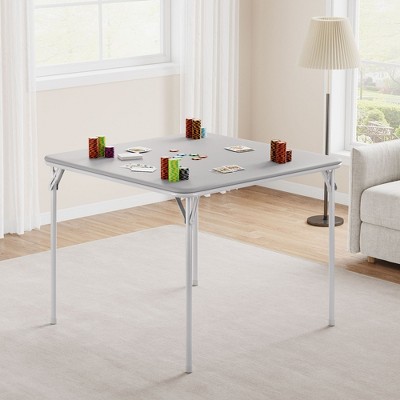 Folding Table, 33.6 Inch Folding Card Table, Portable Square Folding Table with PU Soft Cushion, Metal Foldable Table Suitable for Camping(Only Table)