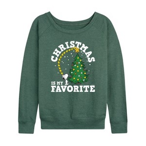 Women's - Peanuts - Christmas Is My Favorite Lightweight French Terry Wide Neck Long Sleeve Shirt - 1 of 4
