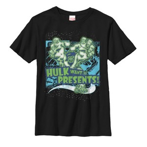 Boy's Marvel Christmas Hulk Wants Presents T-Shirt - 1 of 4
